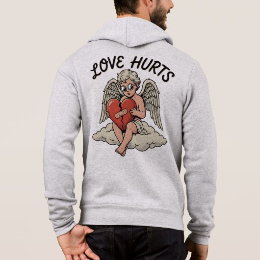 Pull À Capuche L'amour fait mal Cupidon Ange (Dos)