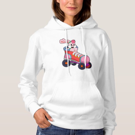 Pull À Capuche Lapin comme Patineur Inline avec Patins Inline (Devant)