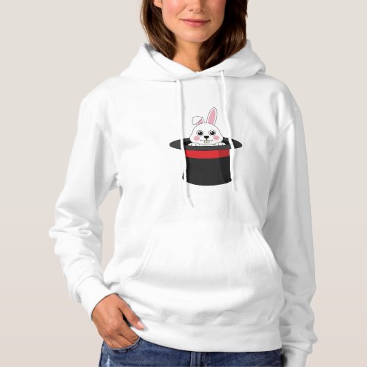 Pull À Capuche Lapin mignon en chapeau de magicien (Devant)