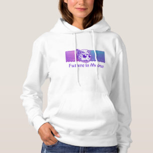 Pull À Capuche L'avenir est Meow - Cyberpunk Neon Cat