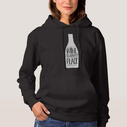 Pull À Capuche Le Vin Est Mon Heureux Endroit De Scoop Fabriqué (Devant)