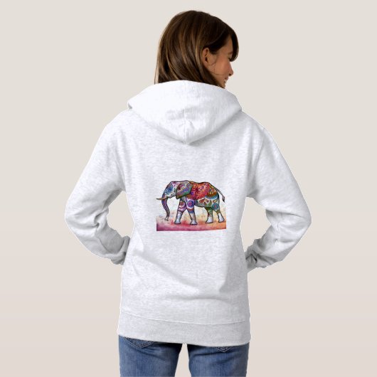 PULL À CAPUCHE L'ÉLÉPHANT DE HENNÉ (FEMMES) (Dos entier)