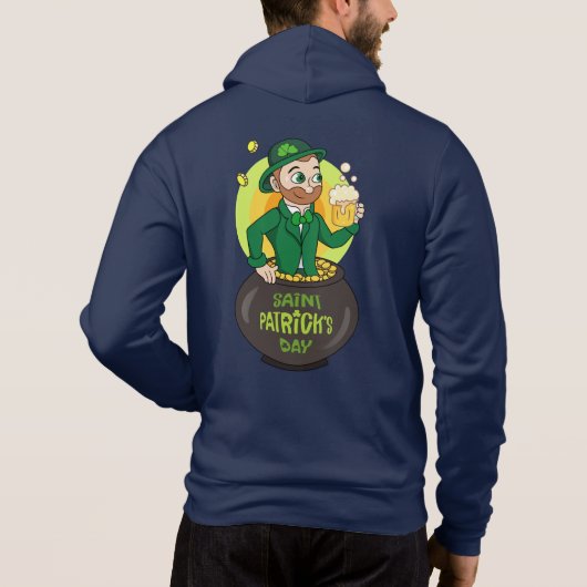 Pull À Capuche Leprechaun de dessin dans une casserole d'or tenan (Dos)