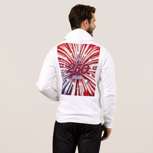 Pull À Capuche Les 250 ans d'Amérique 1776-2026 Feux d'artifice R (Dos entier)