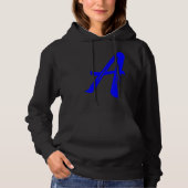 Pull À Capuche Letter A Alphabet Large Blue Graphic Initial (Devant)