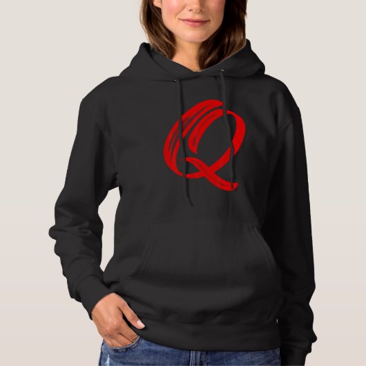 Pull À Capuche Letter Q Alphabet Large Red Graphic Initial (Devant)