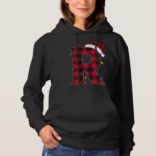 Pull À Capuche Lettre Awesome R Nom initial Buffalo Plaid Christ (Devant)