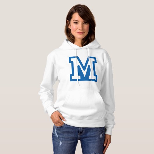 PULL À CAPUCHE LETTRE BLEUE VARIABLE M MONO (Devant entier)