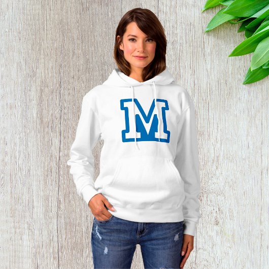 PULL À CAPUCHE LETTRE BLEUE VARIABLE M MONO