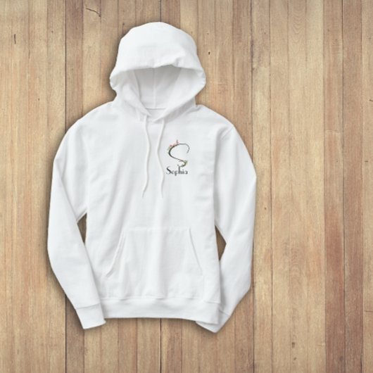 Pull À Capuche LETTRE fleur sauvage Aquarelle S noir