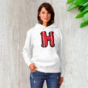 PULL À CAPUCHE LETTRE MAJUSCULE ROUGE H FEMMES