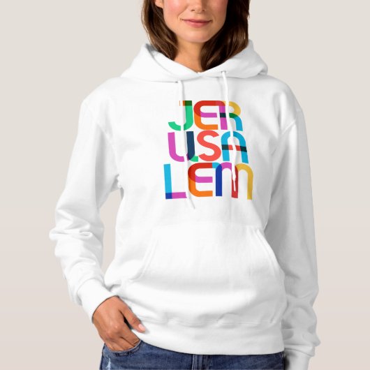 Pull À Capuche Lettres d'art pop de Jérusalem Palestine Israël (Devant)