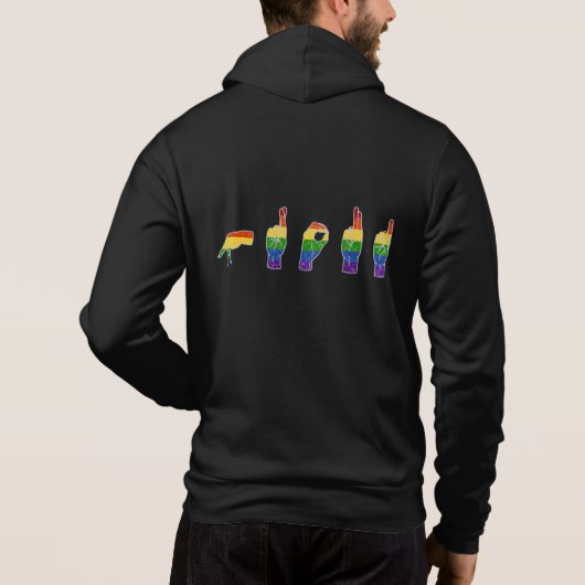 Pull À Capuche LGBT Parties scintillant Rainbow ASL Fière (Dos)