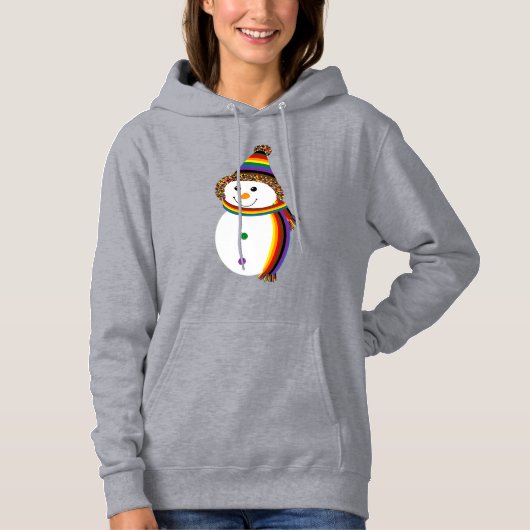 Pull À Capuche LGBTQ+ POC Rainbow Pride Snowman Snowperson (Devant)