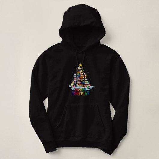 Pull À Capuche Librarian Book Lover Books Christmas Tree Merry Bo (Design devant)