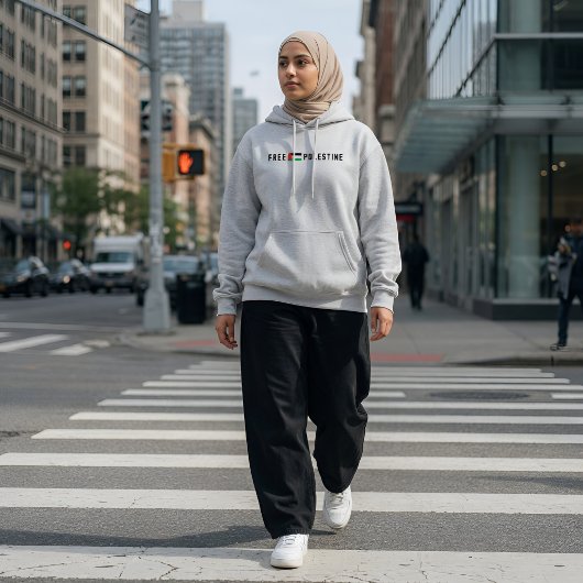 Pull À Capuche LIBRE PALESTINE femme cendres