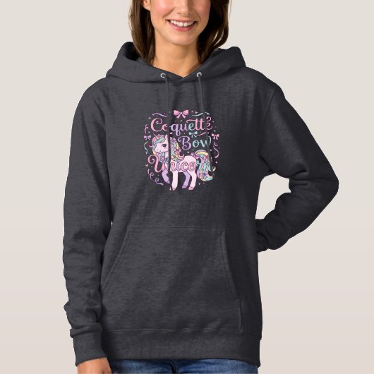 Pull À Capuche Licorne Coquette Bow Licorne Mignon Graphique Past (Devant)