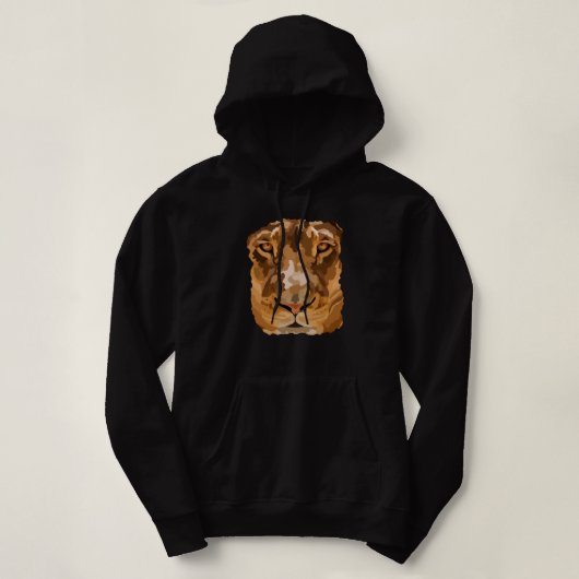Pull À Capuche Lion Africain Dans La Grotte Main Tirée Art numéri (Design devant)
