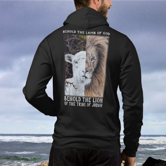 Pull À Capuche Lion et agneau personnalisable noir