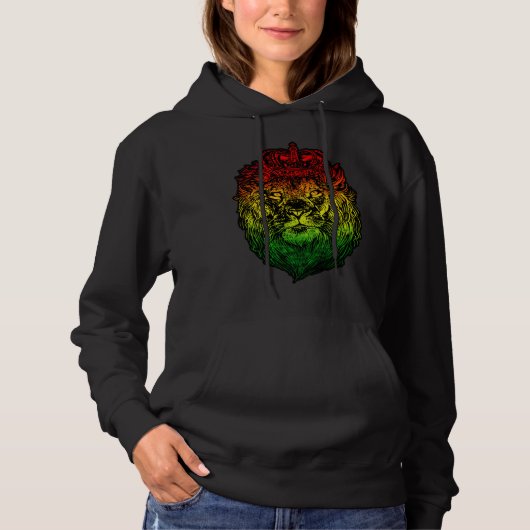 Pull À Capuche Lion Judah Rastafarian Ethiopian Lion  Reggaeton P (Devant)