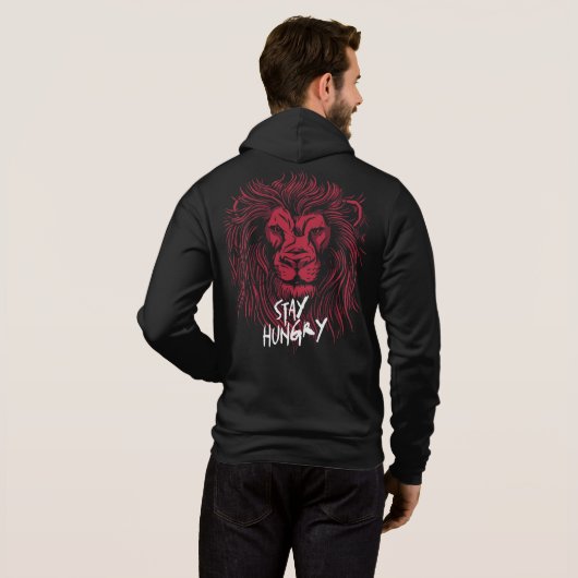 Pull À Capuche Lion Reste affamé (Dos entier)