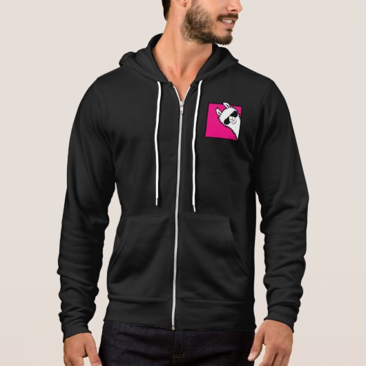 Pull À Capuche Llama Cool Sunglasses Pink Peeking Square Animal (Devant)