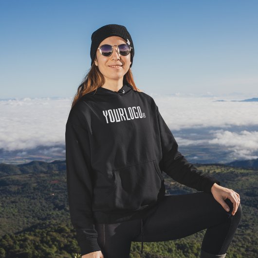 Pull À Capuche Logo d'entreprise simple noir pour femmes