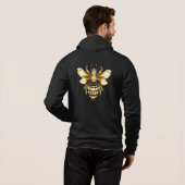Pull À Capuche Logo Faux Gold Foil Bee Polygonal sur Noir (Dos entier)