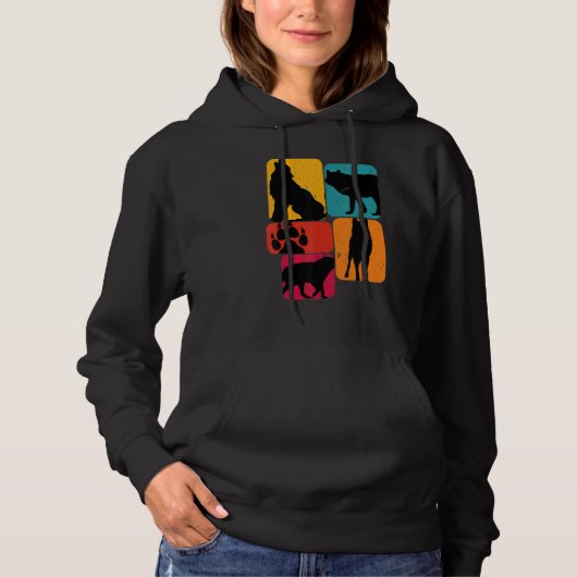 Pull À Capuche Loups loups Design Rétro (Devant)