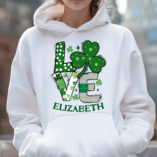 Pull À Capuche Love Cute Green St Patrick's Day Personnalisé