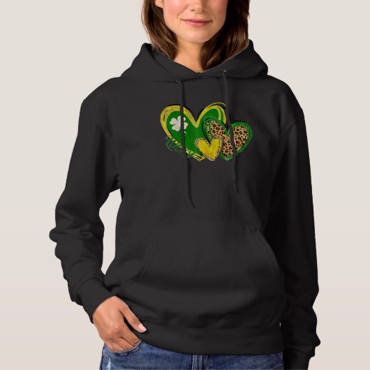Pull À Capuche Lucky Heart Leaopard Happy St Patrick S Day Irland (Devant)