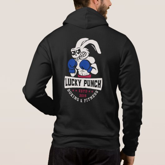 Pull À Capuche Lucky Punch Boxe - bannière bleue (Dos)
