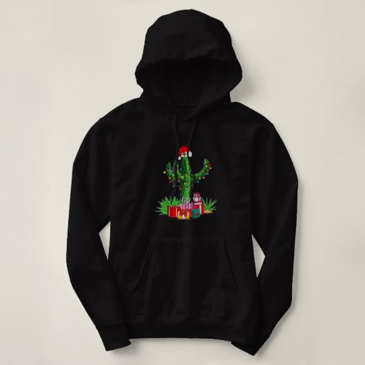 Pull À Capuche Lumières de Noël amusantes Cactus Santa Hat Amateu (Design devant)