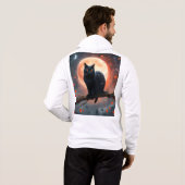 Pull À Capuche Lune de chats noirs d'Halloween (Dos entier)