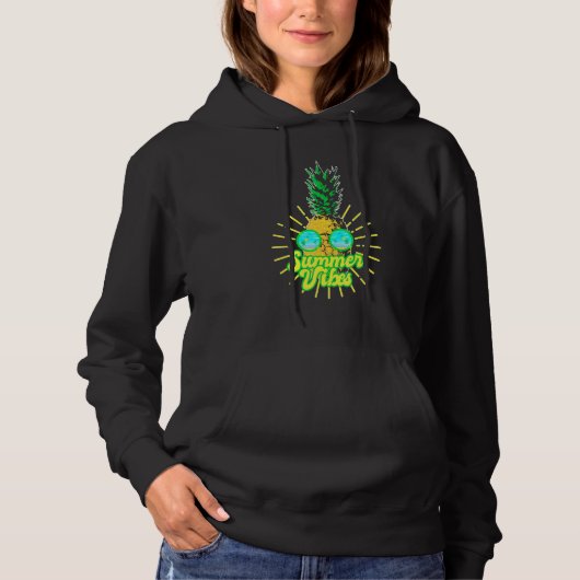 Pull À Capuche Lunettes de soleil d'ananas Plages Vibes d'été haw (Devant)