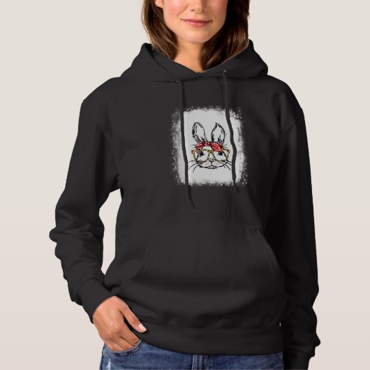 Pull À Capuche Lunettes léopard à visage de lapin blanchies Happy (Devant)