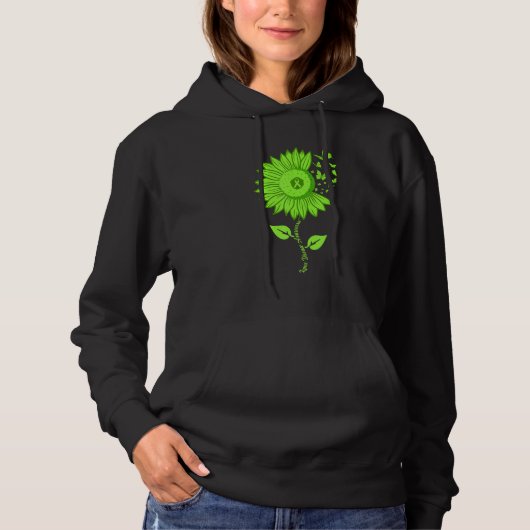 Pull À Capuche Lyme Maladie Sensibilisation Tournesol Vert Ruban (Devant)