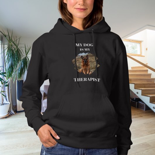 Pull À Capuche Ma chienne est ma thérapeute photo noir