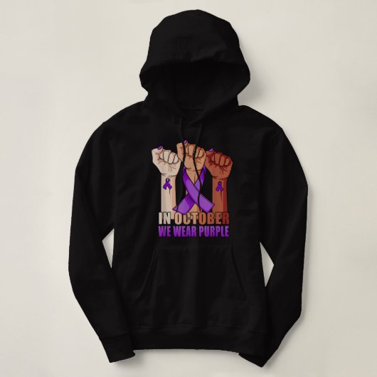 Pull À Capuche Main En Octobre nous portons Violet Violence Domes (Design devant)