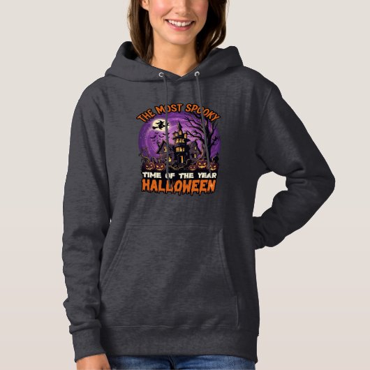 Pull À Capuche Maison hantée de Halloween la plus effrayante Sorc (Devant)