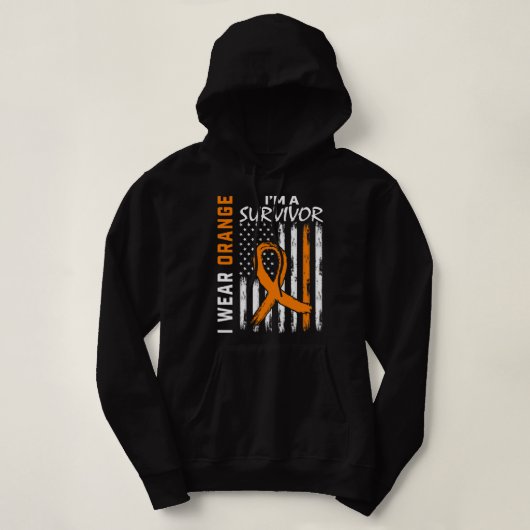 Pull À Capuche Maladie rénale Orange Ruban Cancer du rein Survivo (Design devant)