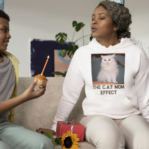 Pull À Capuche Maman Chat Ash Et Texte Brun Personnalisé Photo An