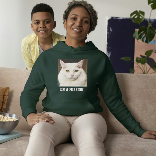 Pull À Capuche Maman de chat personnalisée - Photo de chat sur fo
