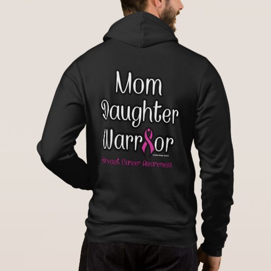 Pull À Capuche Maman Fille Guerrier...Cancer du sein (Dos)
