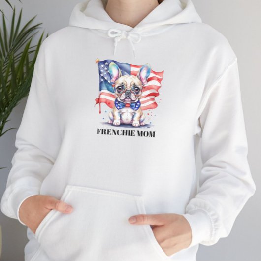Pull À Capuche Maman frenchie d'un bouledogue français patriote