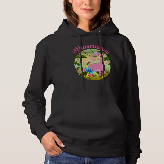 Pull À Capuche Mamasaurus T Rex Dinosaur Mama Saurus Autisme Awar (Devant)