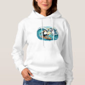 Pull À Capuche Manchot surfeur et requin high five (Devant)