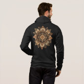 Pull À Capuche Mandala floral complexe aux tons bruns Art (Dos entier)