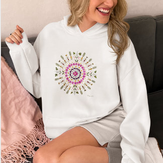 Pull À Capuche Mandala floral l'Œuvre d'art à fleurs pressées