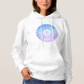 Pull À Capuche Mandala floral spatial bleu, blanc et violet (Devant)
